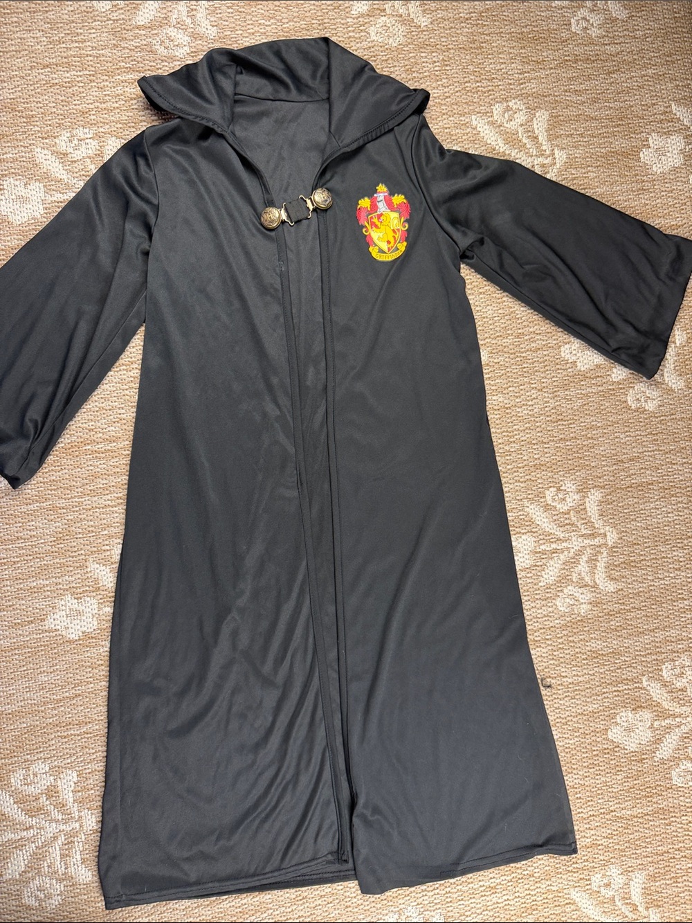 Kids Black Gryffindor-Inspired Hooded Costume Robe